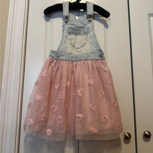 Jordache Girls Denim Jumper Size 7-8 – Pink Tulle & Rosette Party Dress